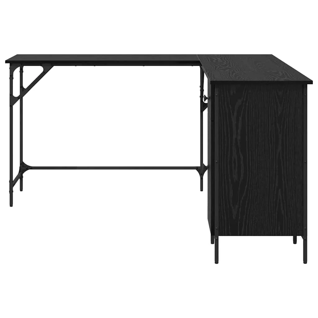 Bureau 141 x 141 x 75 cm chêne noir bois d'ingénierie – vue de dos
