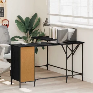 Bureau 141 x 141 x 75 cm chêne noir bois d'ingénierie – vue d’ensemble