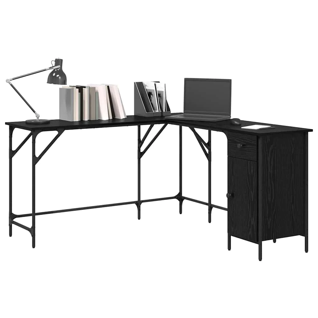 Bureau 141 x 141 x 75 cm chêne noir bois d'ingénierie – vue de détail