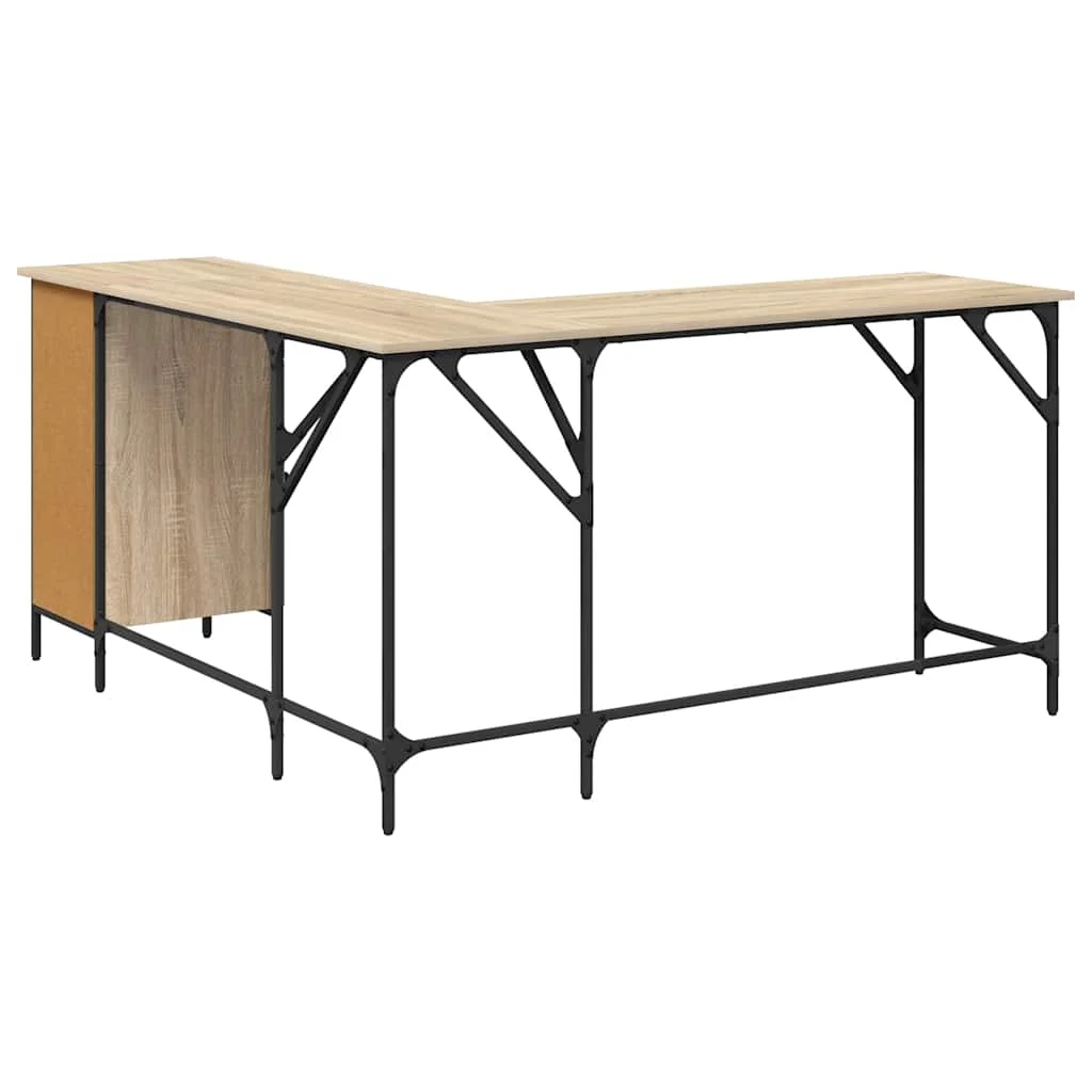 Bureau 141 x 141 x 75 cm chêne sonoma bois d'ingénierie – vue de dos