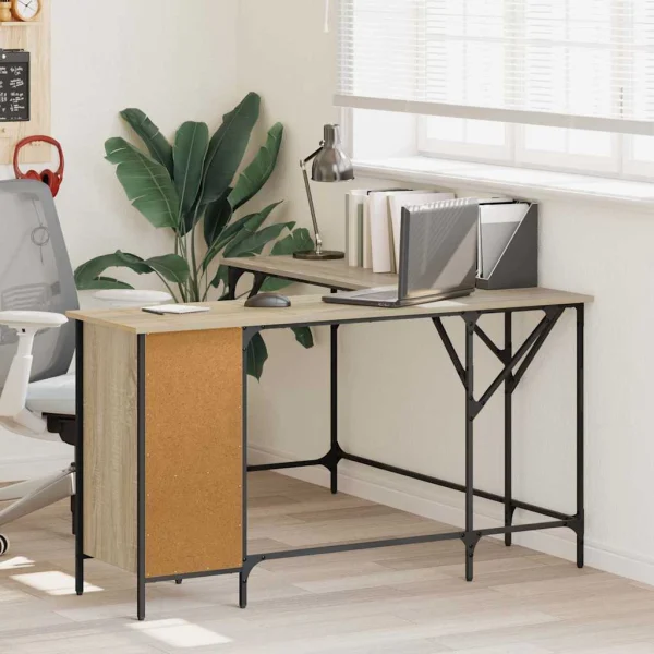 Bureau 141 x 141 x 75 cm chêne sonoma bois d'ingénierie – vue d’ensemble