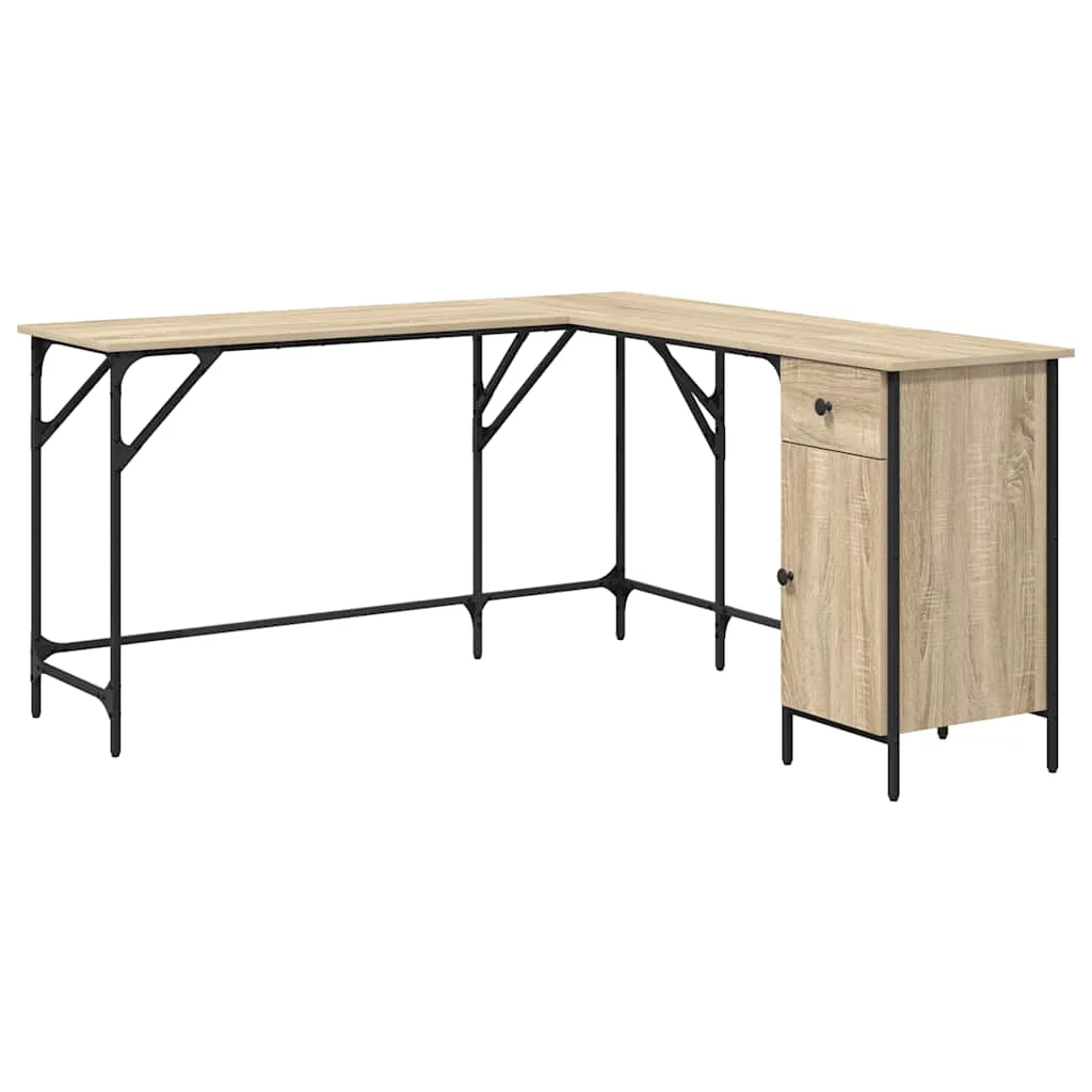 Bureau 141 x 141 x 75 cm chêne sonoma bois d'ingénierie – vue de côté