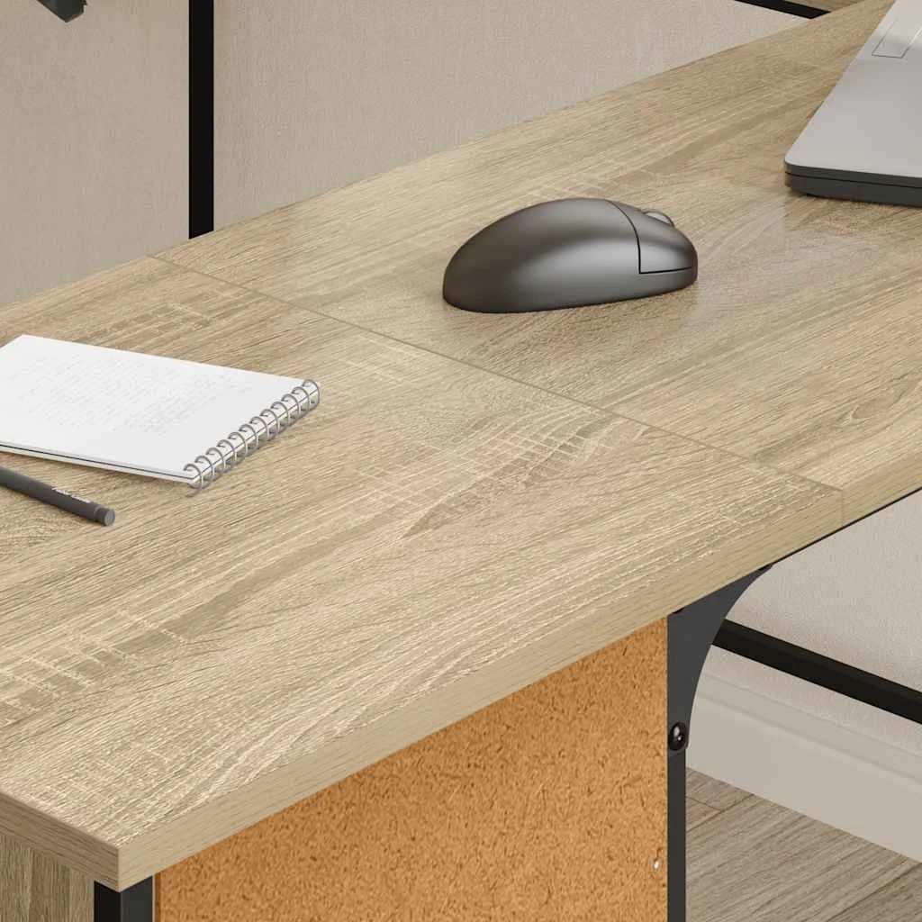 Bureau 141 x 141 x 75 cm chêne sonoma bois d'ingénierie – vue de détail