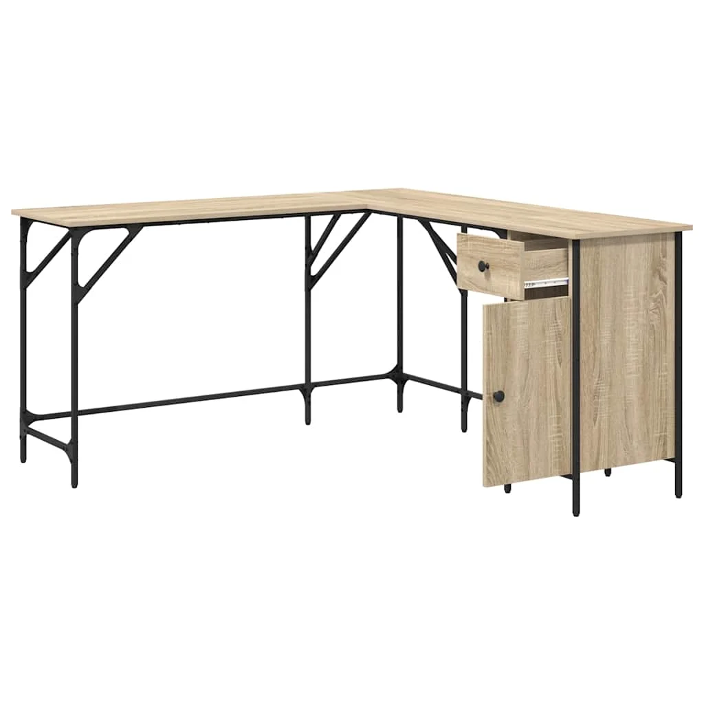 Bureau 141 x 141 x 75 cm chêne sonoma bois d'ingénierie – vue en situation