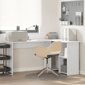 Bureau 142 x 102 x 73 cm blanc bois d'ingénierie – vue d’ensemble