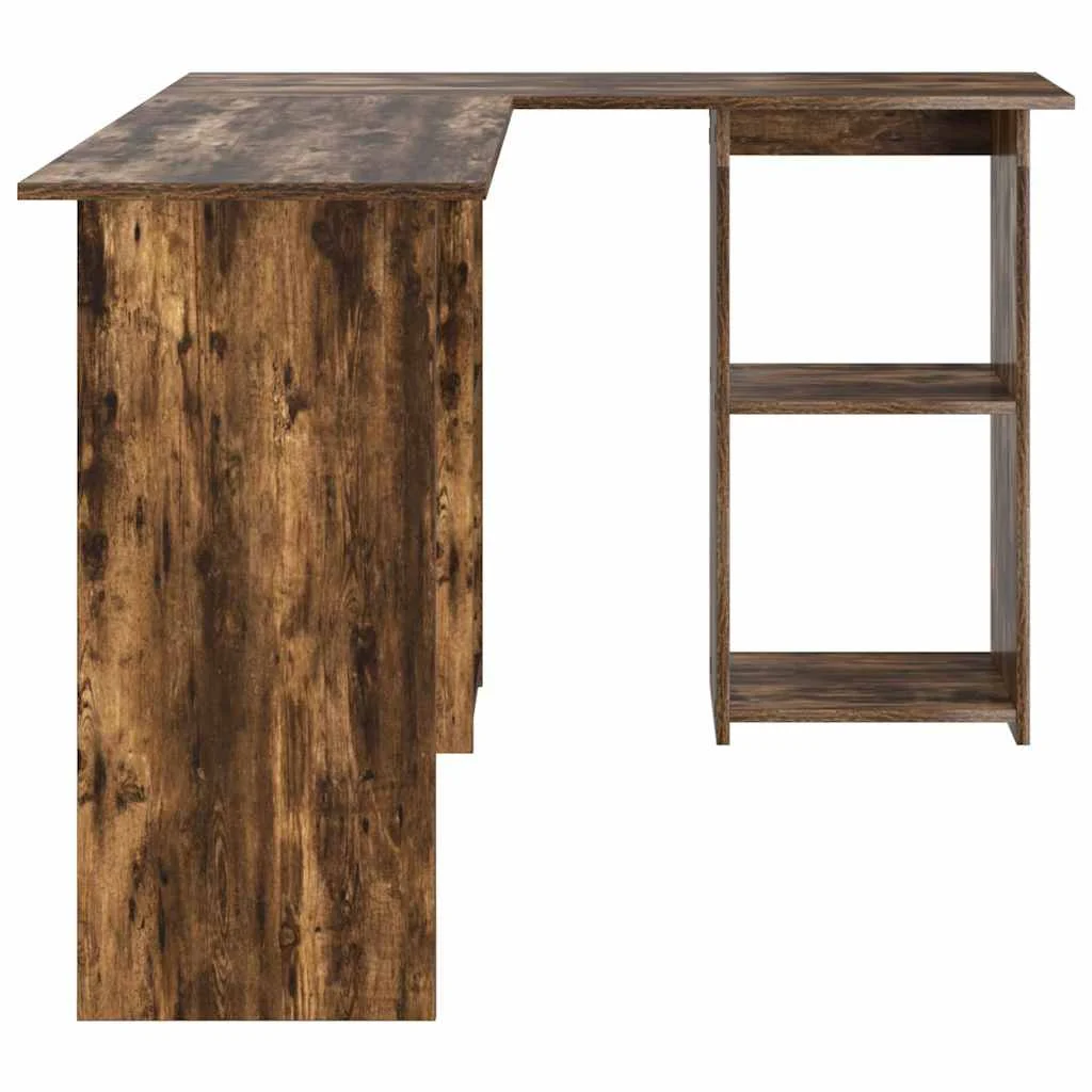 Bureau 142 x 102 x 73 cm chêne fumé bois d'ingénierie – vue de dos