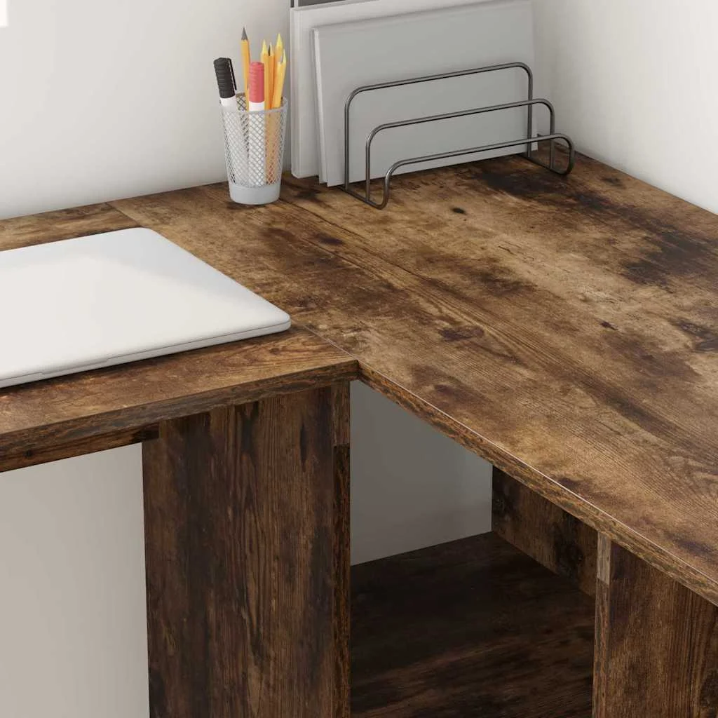Bureau 142 x 102 x 73 cm chêne fumé bois d'ingénierie – vue en situation