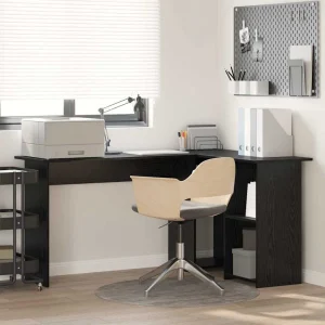 Bureau 142 x 102 x 73 cm chêne noir bois d'ingénierie – vue d’ensemble