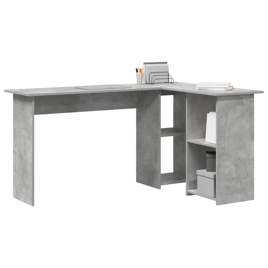 Bureau 142 x 102 x 73 cm gris béton bois d'ingénierie – vue de détail