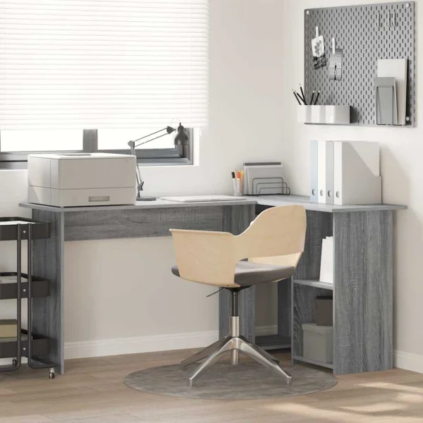Bureau 142 x 102 x 73 cm sonoma gris bois d'ingénierie – vue d’ensemble