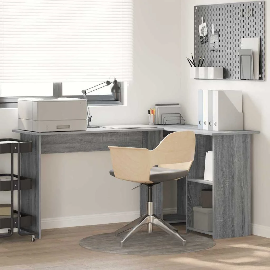 Bureau 142 x 102 x 73 cm sonoma gris bois d'ingénierie – vue d’ensemble