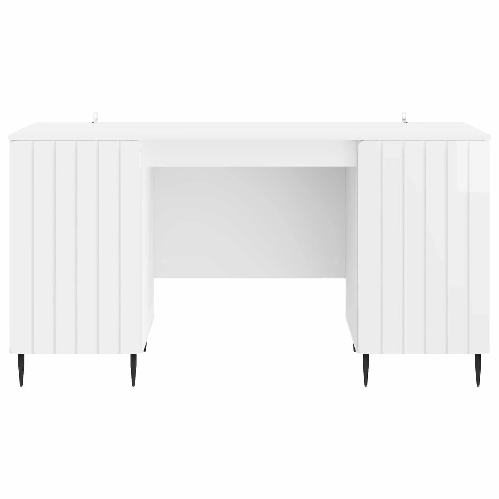 Bureau 142,5 x 50 x 75 cm blanc brillant bois d'ingénierie – modèle 3 – vue de dessus