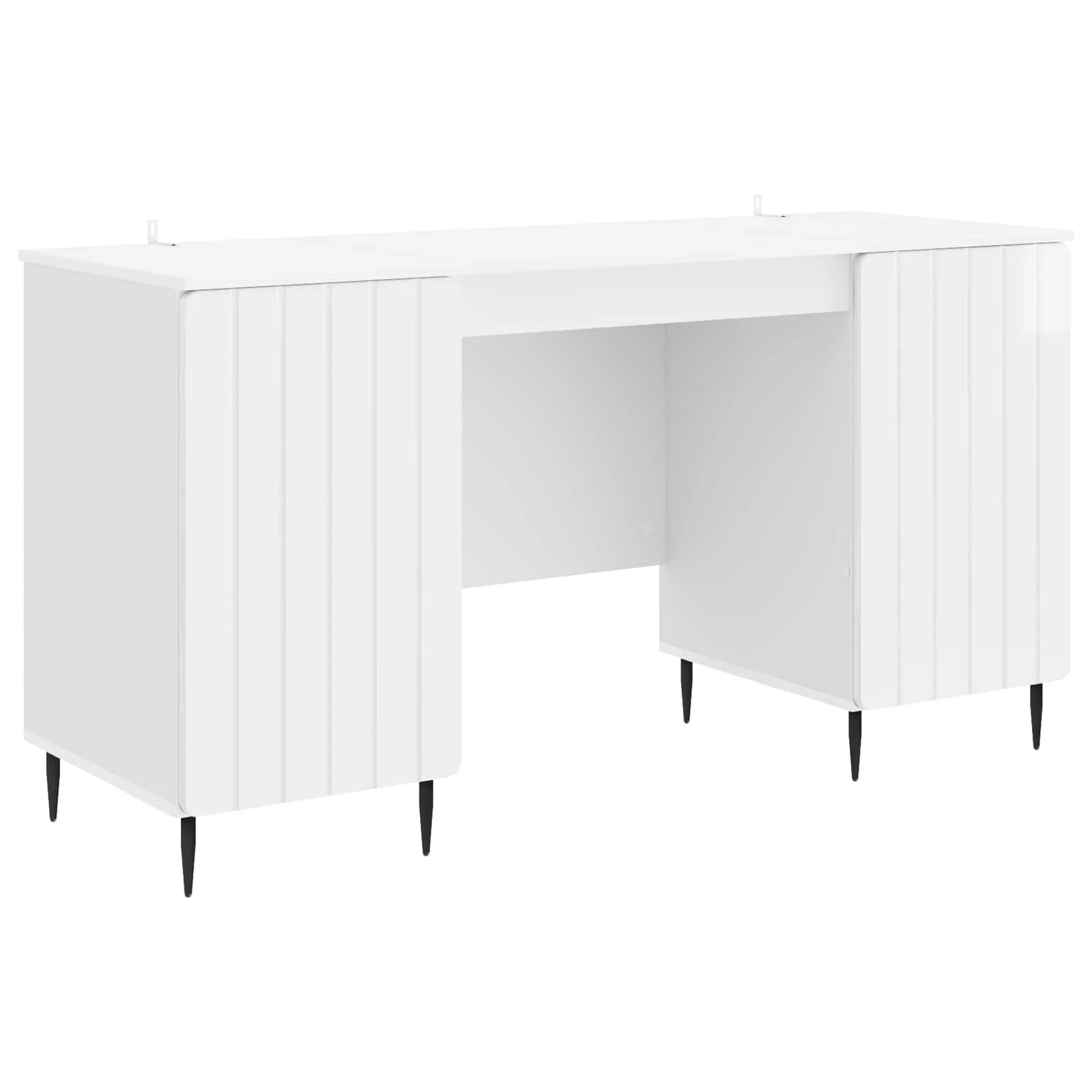 Bureau 142,5 x 50 x 75 cm blanc brillant bois d'ingénierie – modèle 3 – vue de côté