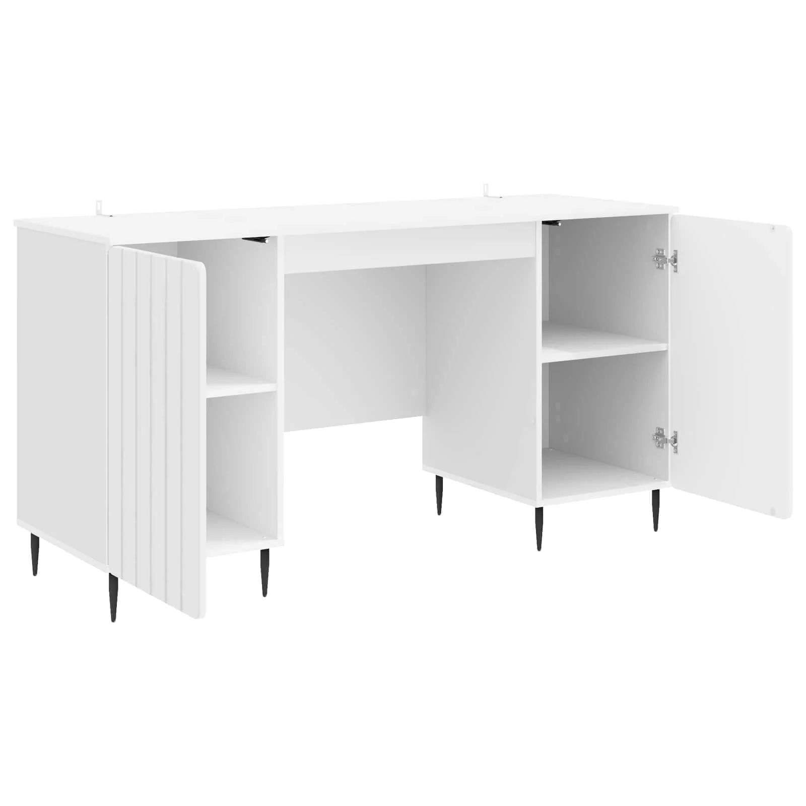 Bureau 142,5 x 50 x 75 cm blanc brillant bois d'ingénierie – modèle 3 – vue en situation