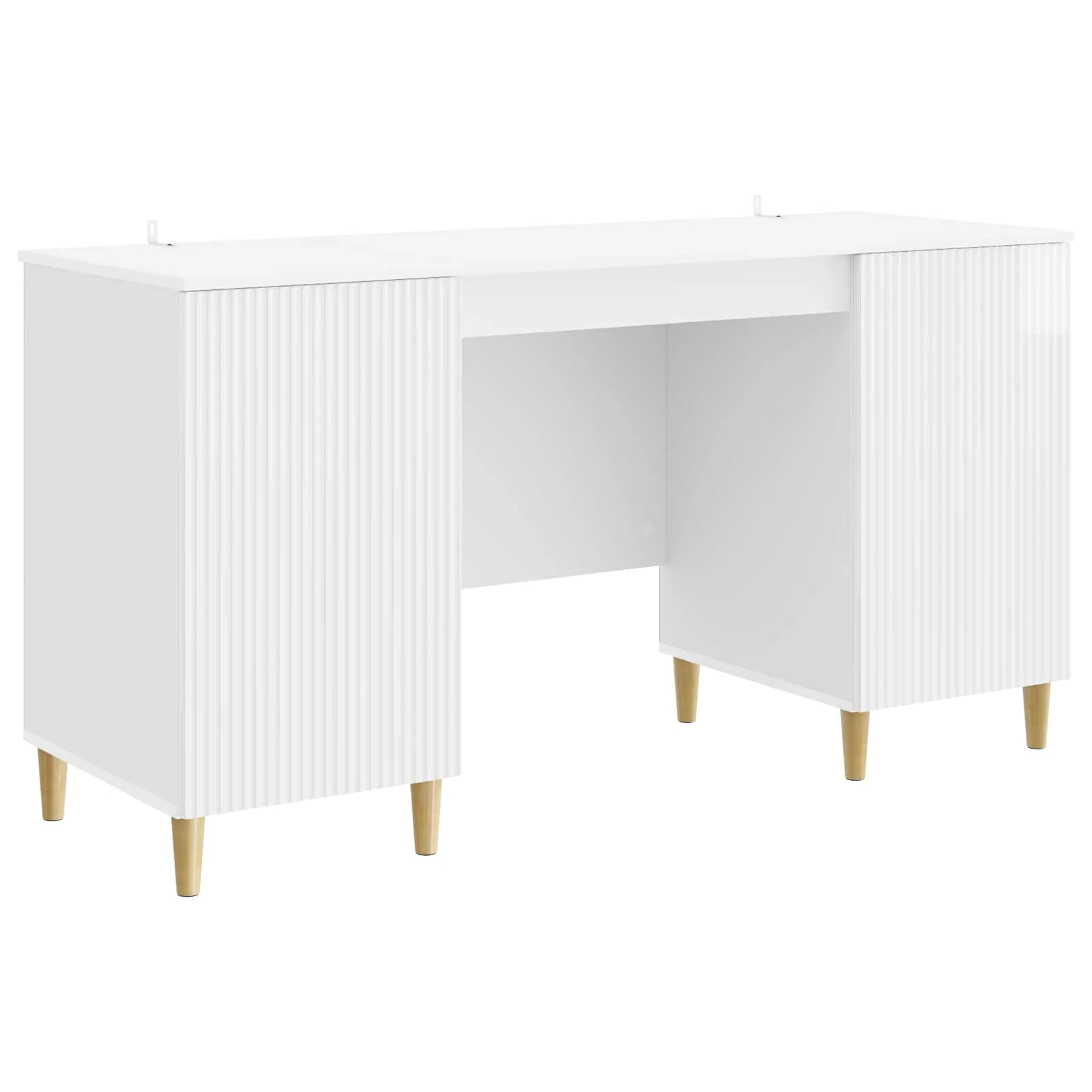 Bureau 142,5 x 50 x 75 cm blanc brillant bois d'ingénierie – modèle 4 – vue de côté