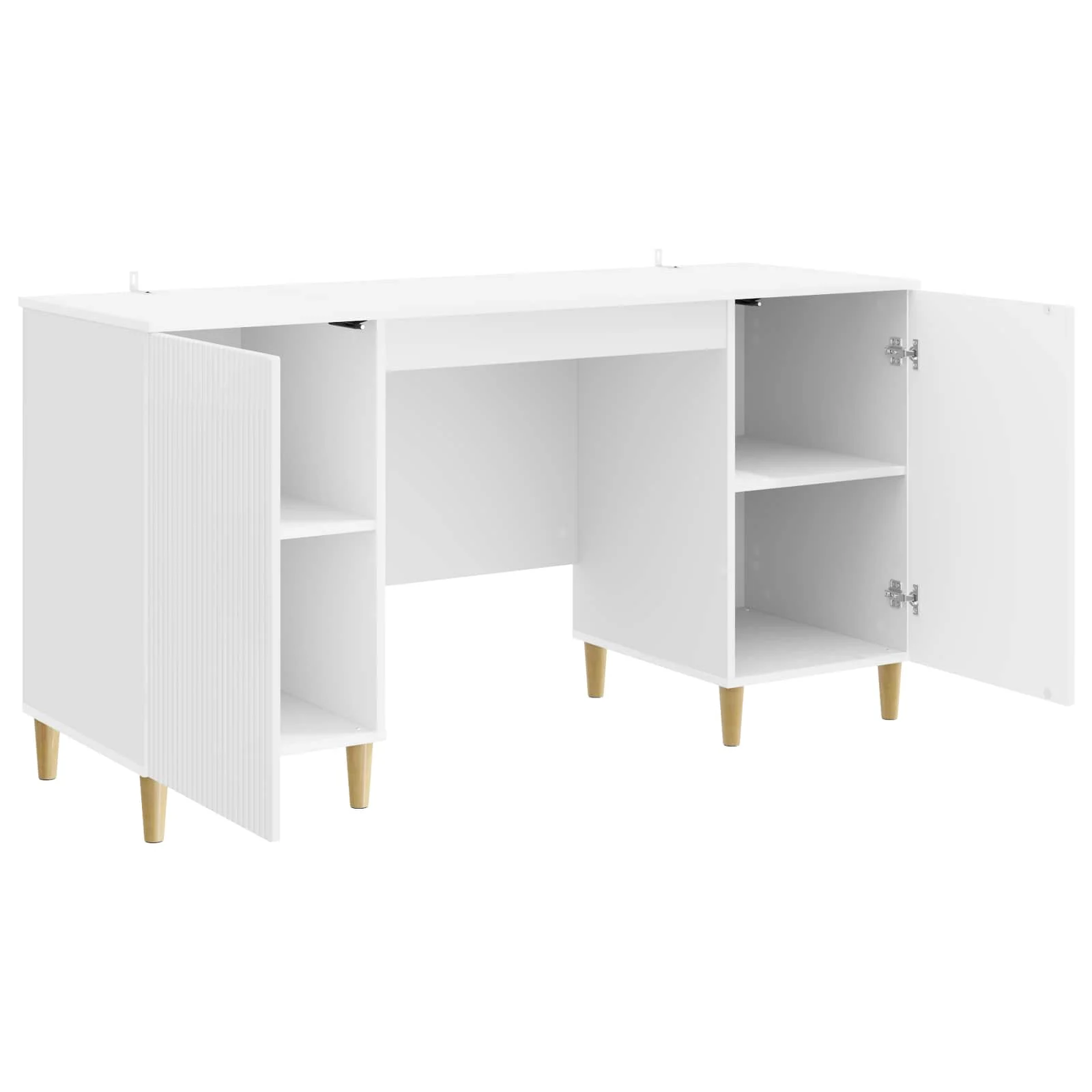 Bureau 142,5 x 50 x 75 cm blanc brillant bois d'ingénierie – modèle 4 – vue en situation
