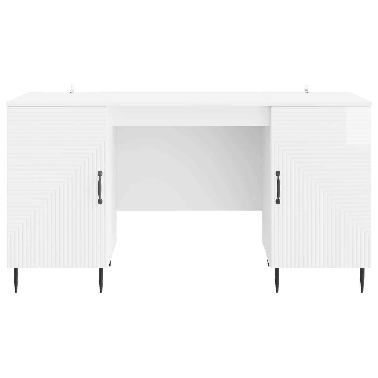 Bureau 142,5 x 50 x 75 cm blanc brillant bois d'ingénierie – modèle 5 – vue de dessus