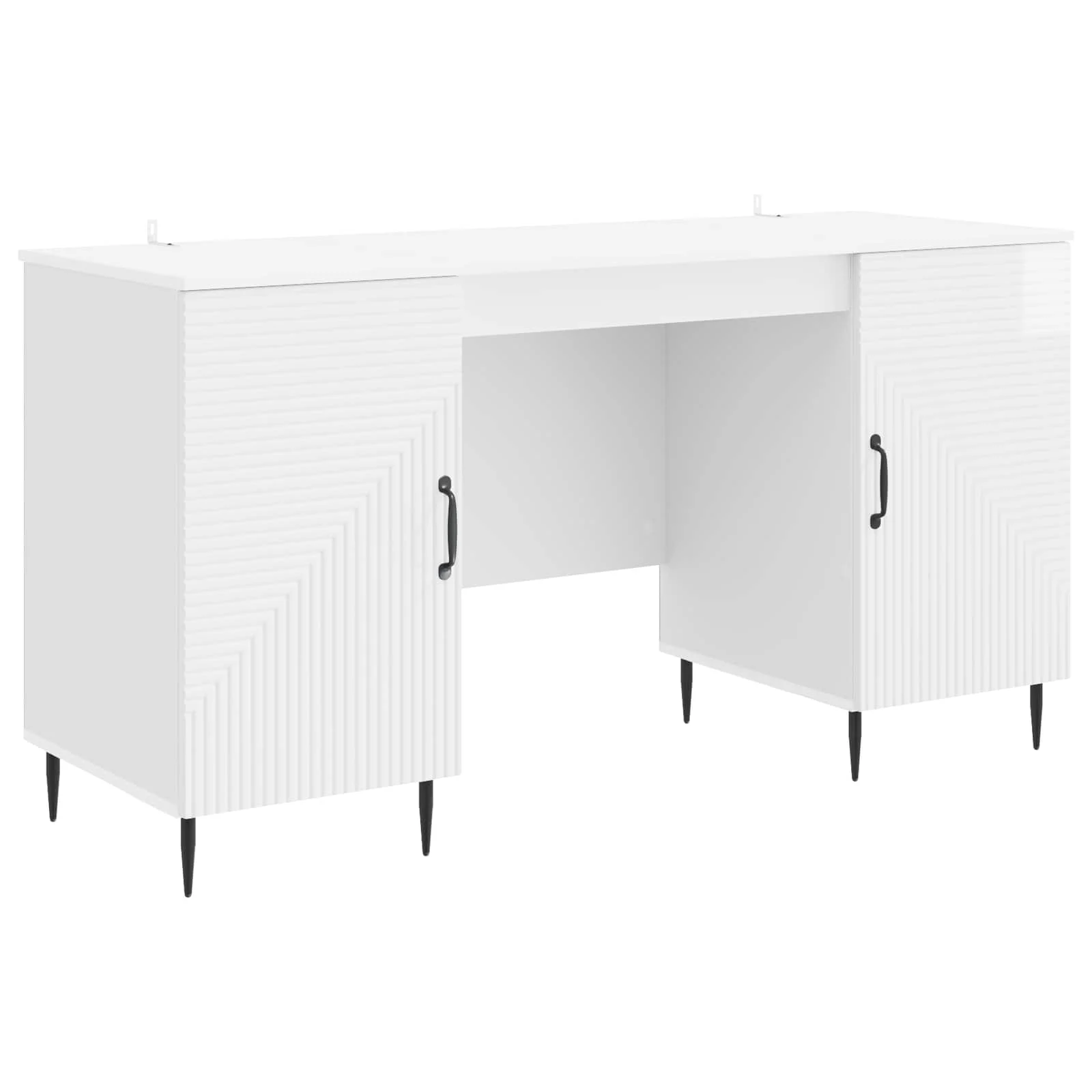 Bureau 142,5 x 50 x 75 cm blanc brillant bois d'ingénierie – modèle 5 – vue de côté