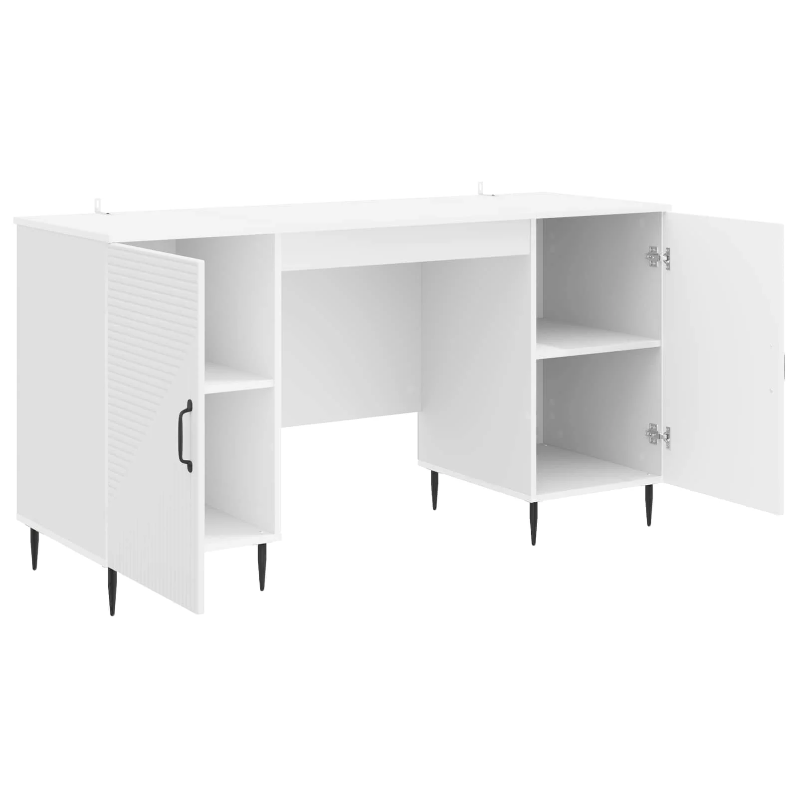 Bureau 142,5 x 50 x 75 cm blanc brillant bois d'ingénierie – modèle 5 – vue en situation