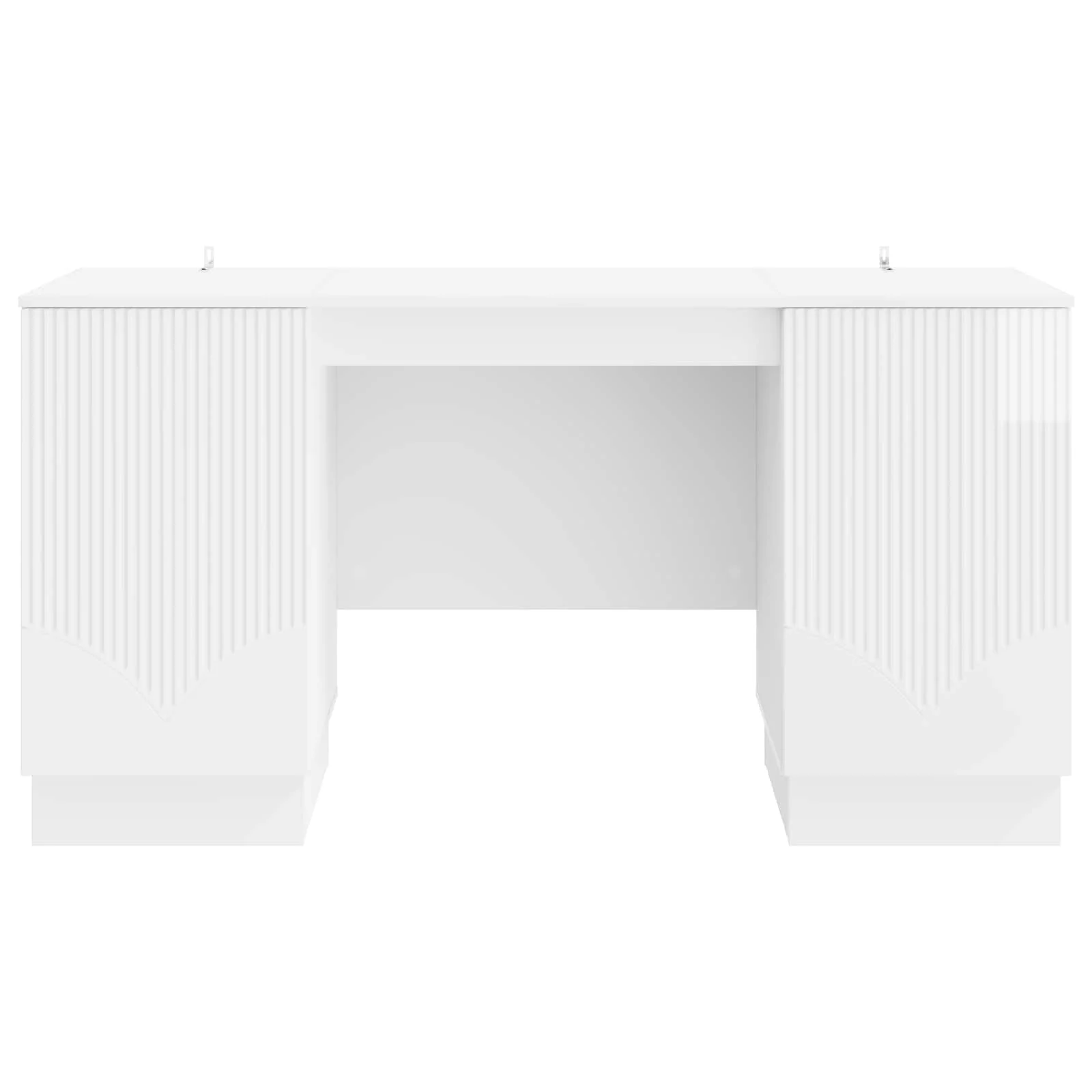 Bureau 142,5 x 50 x 75 cm blanc brillant bois d'ingénierie – modèle 7 – vue de dessus