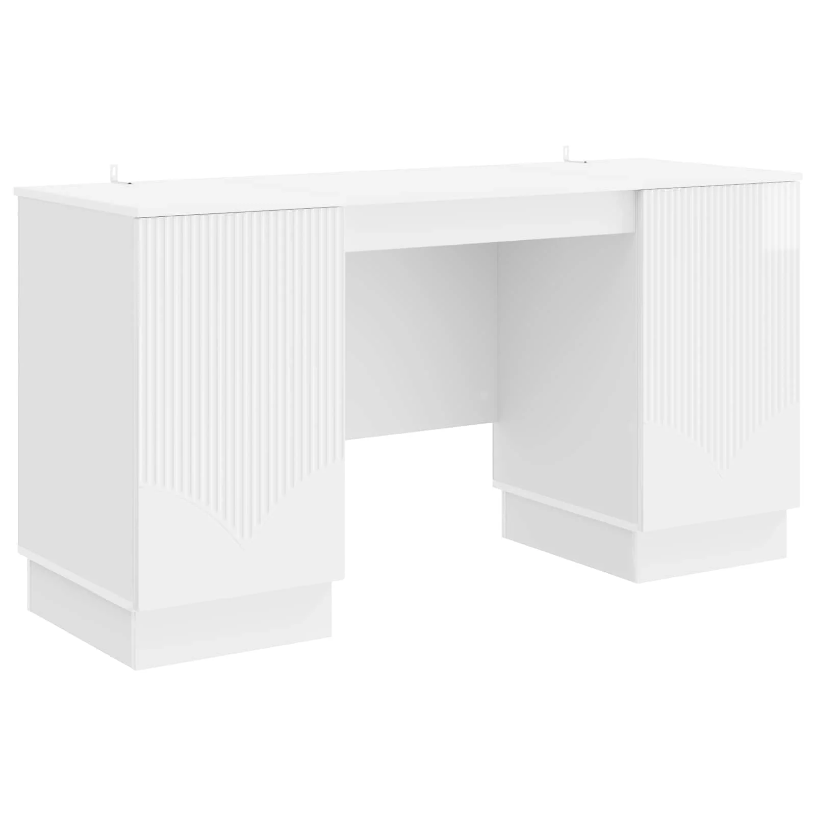 Bureau 142,5 x 50 x 75 cm blanc brillant bois d'ingénierie – modèle 7 – vue de côté