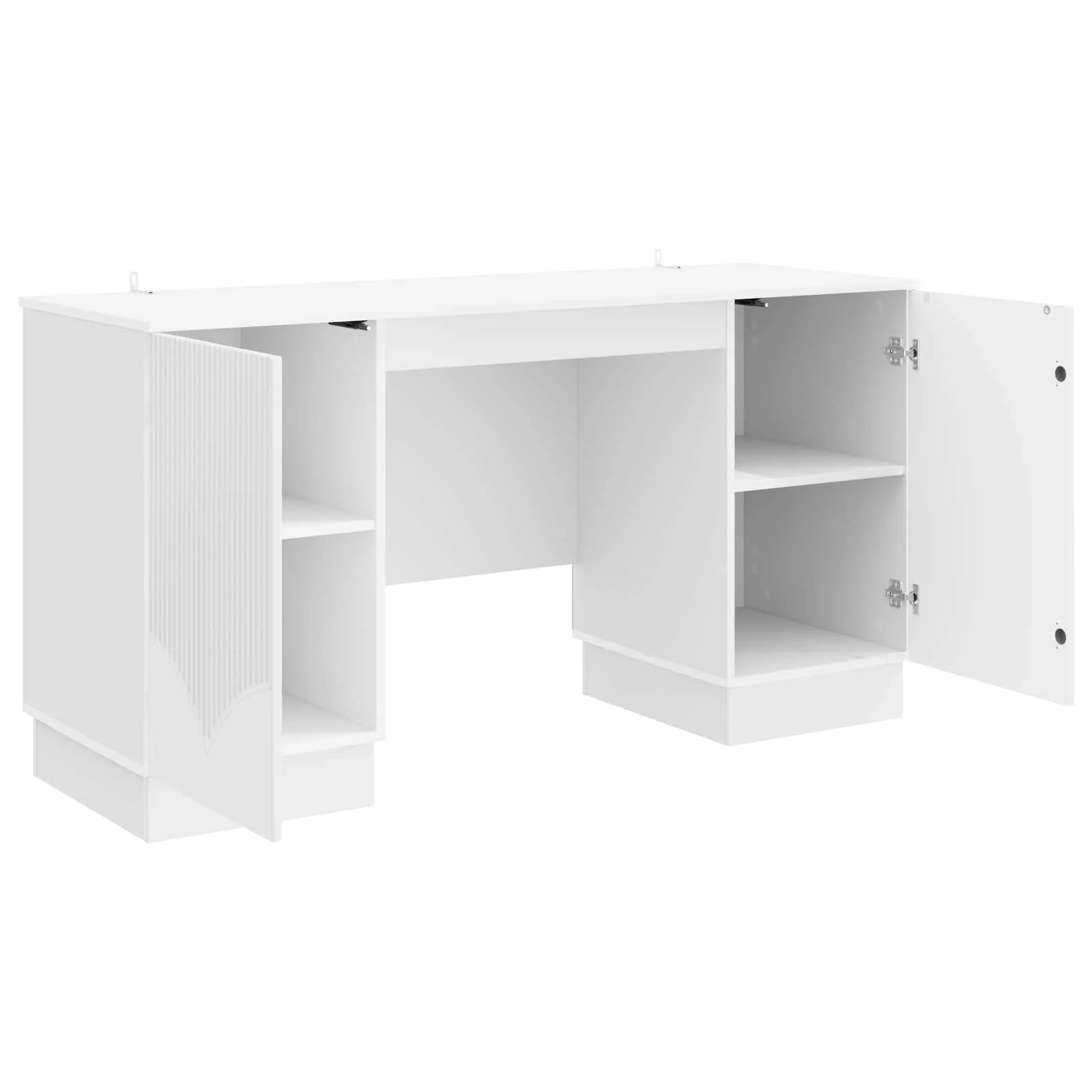 Bureau 142,5 x 50 x 75 cm blanc brillant bois d'ingénierie – modèle 7 – vue en situation