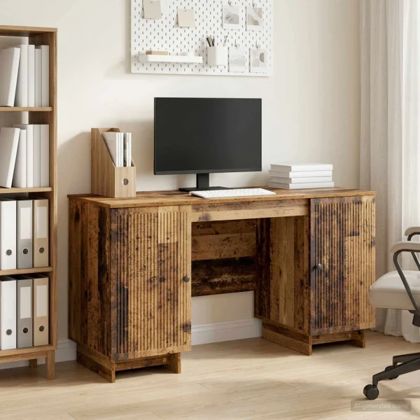 Bureau 142,5 x 50 x 75 cm bois ancien bois d'ingénierie – vue d’ensemble