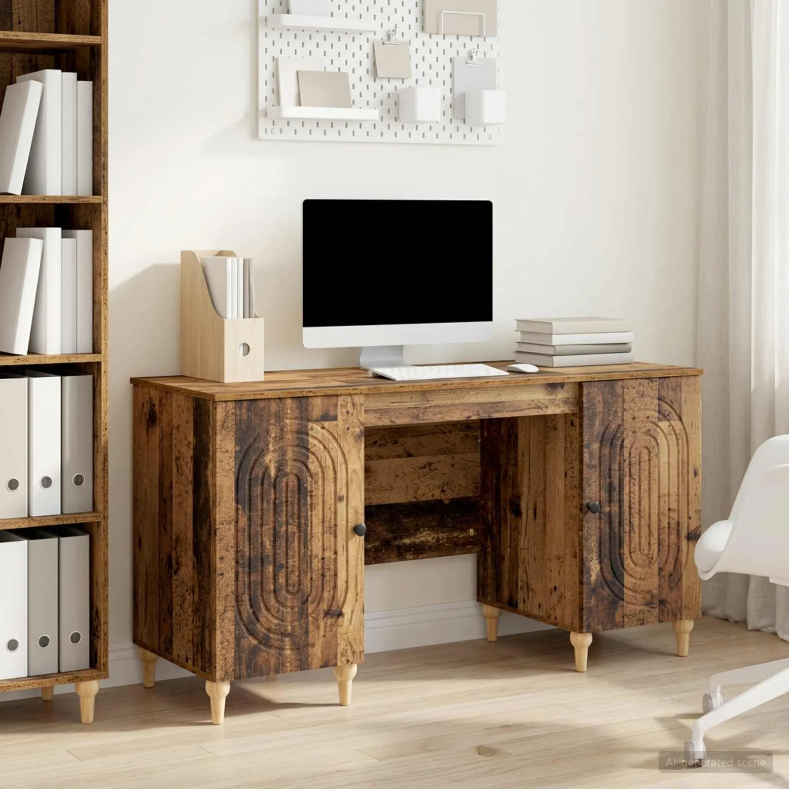 Bureau 142,5 x 50 x 75 cm bois ancien bois d'ingénierie – modèle 2 – vue d’ensemble