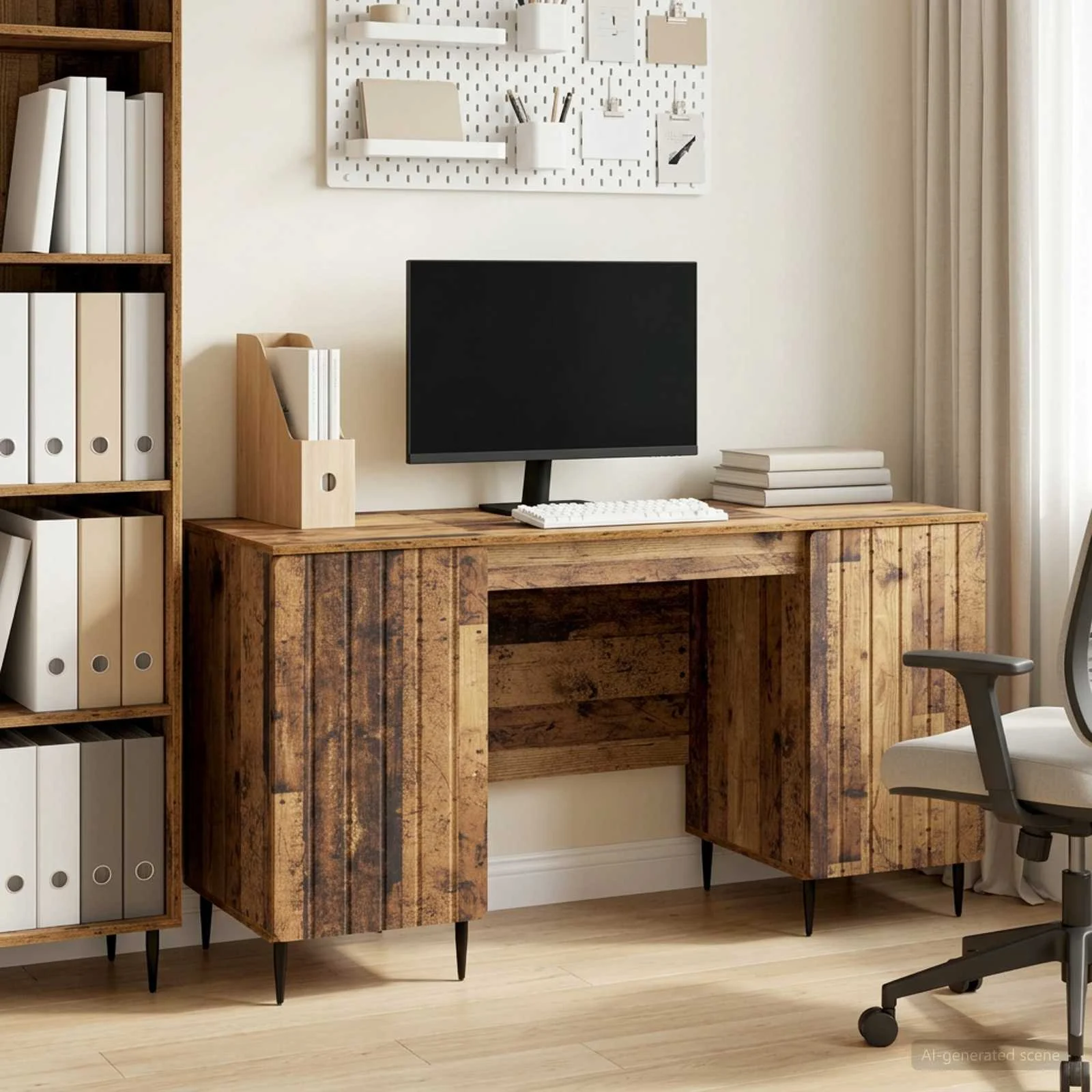 Bureau 142,5 x 50 x 75 cm bois ancien bois d'ingénierie – modèle 3 – vue d’ensemble