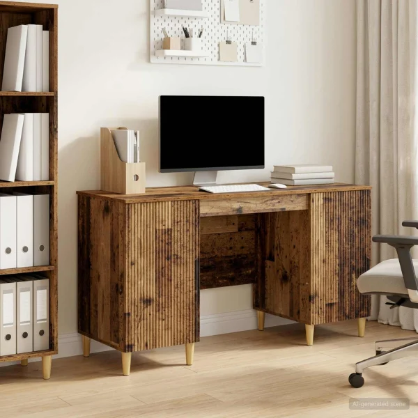 Bureau 142,5 x 50 x 75 cm bois ancien bois d'ingénierie – modèle 4 – vue d’ensemble