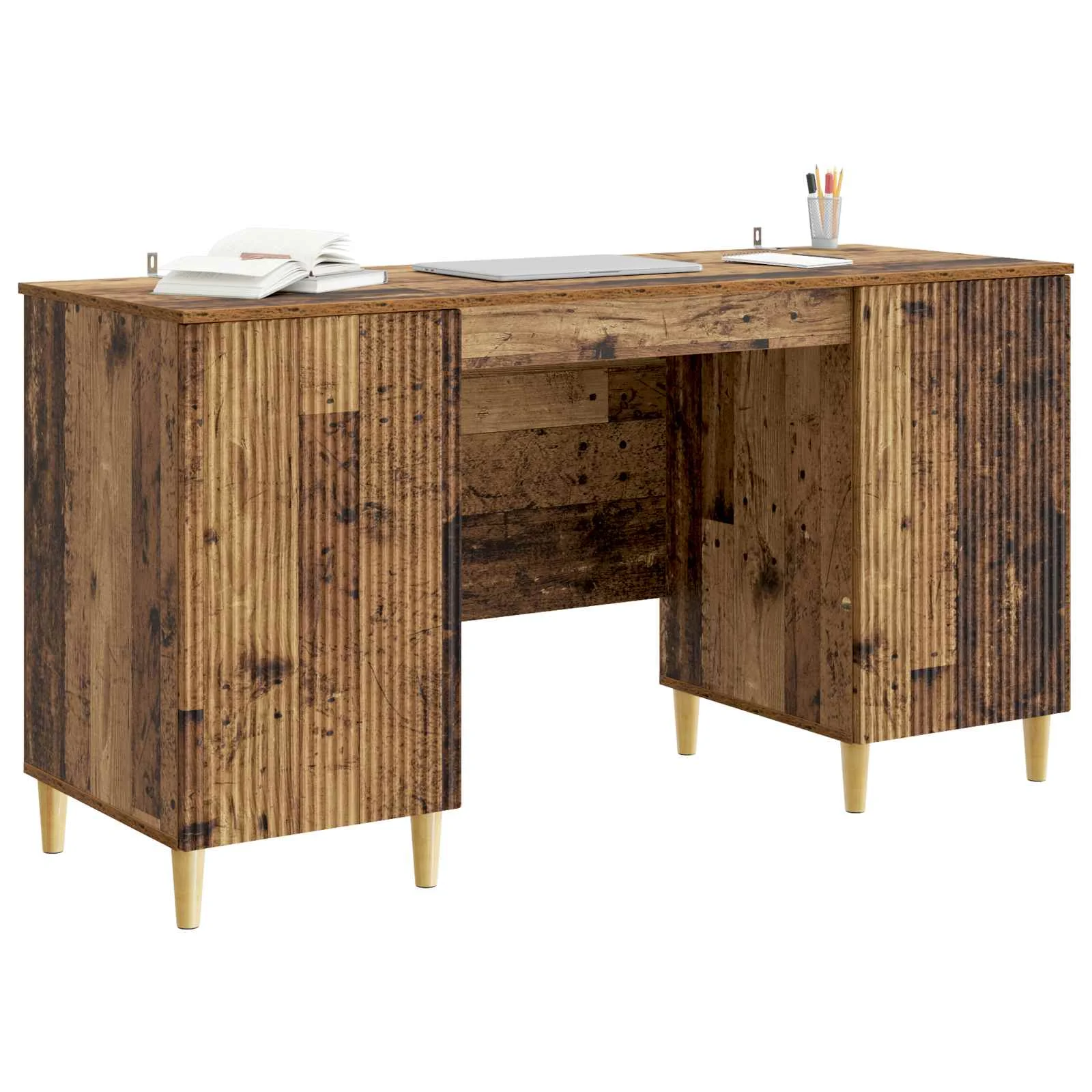 Bureau 142,5 x 50 x 75 cm bois ancien bois d'ingénierie – modèle 4 – vue de détail