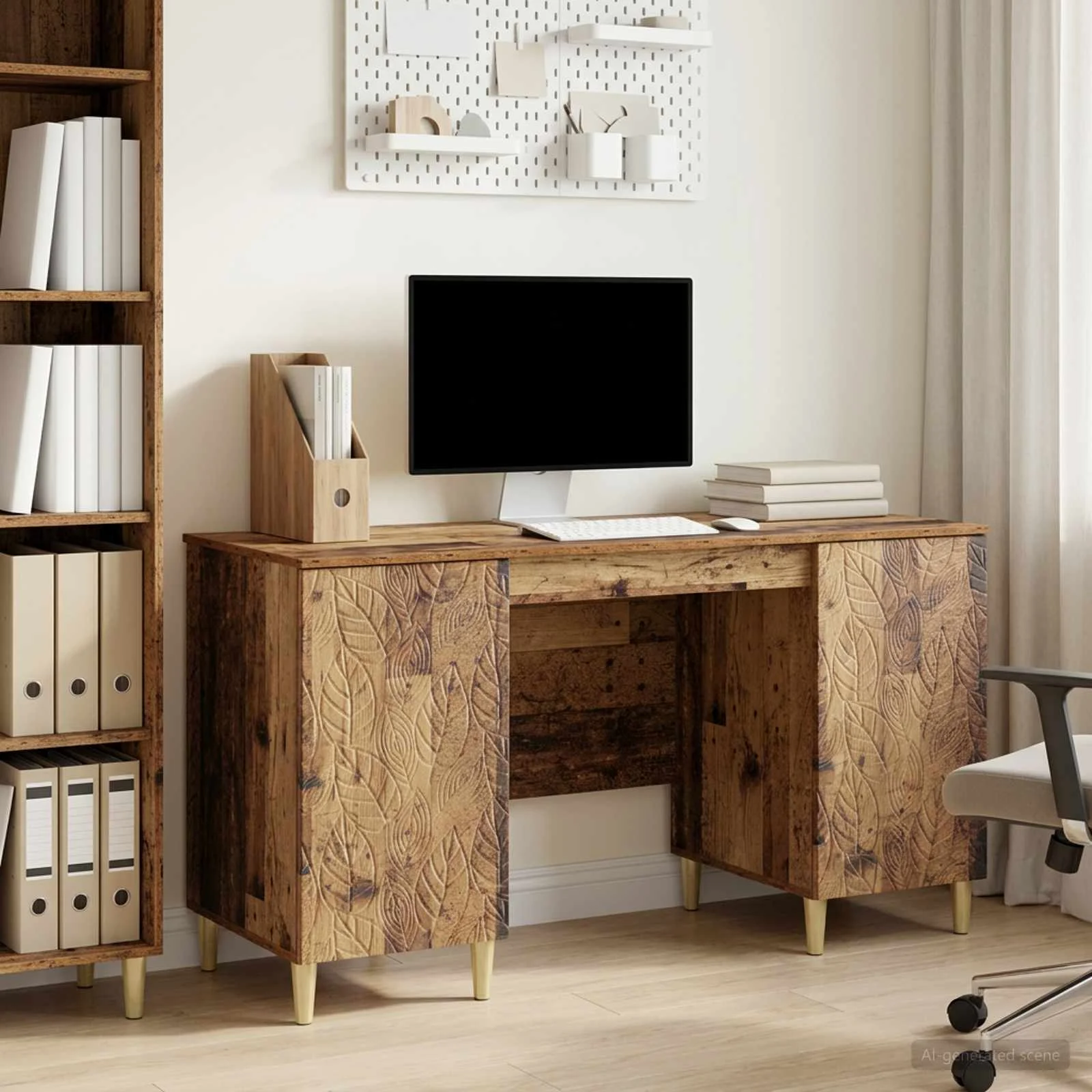 Bureau 142,5 x 50 x 75 cm bois ancien bois d'ingénierie – modèle 6 – vue d’ensemble