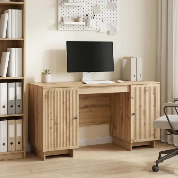 Bureau 142,5 x 50 x 75 cm chêne artisanal bois d'ingénierie – vue d’ensemble