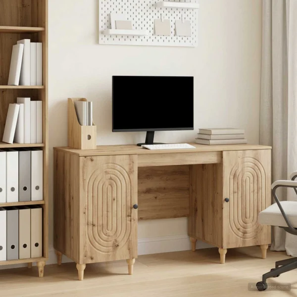 Bureau 142,5 x 50 x 75 cm chêne artisanal bois d'ingénierie – modèle 2 – vue d’ensemble