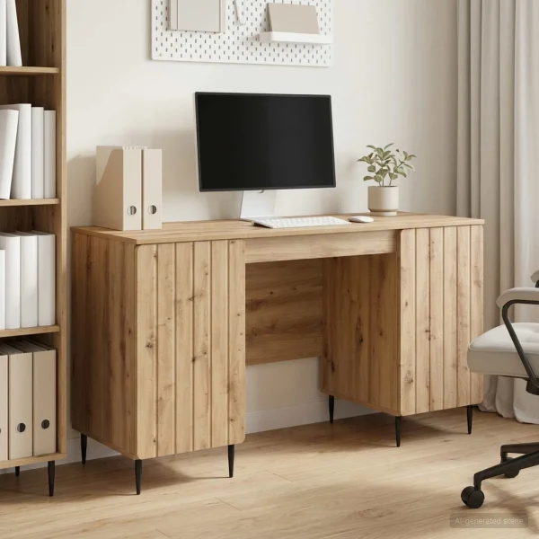 Bureau 142,5 x 50 x 75 cm chêne artisanal bois d'ingénierie – modèle 3 – vue d’ensemble