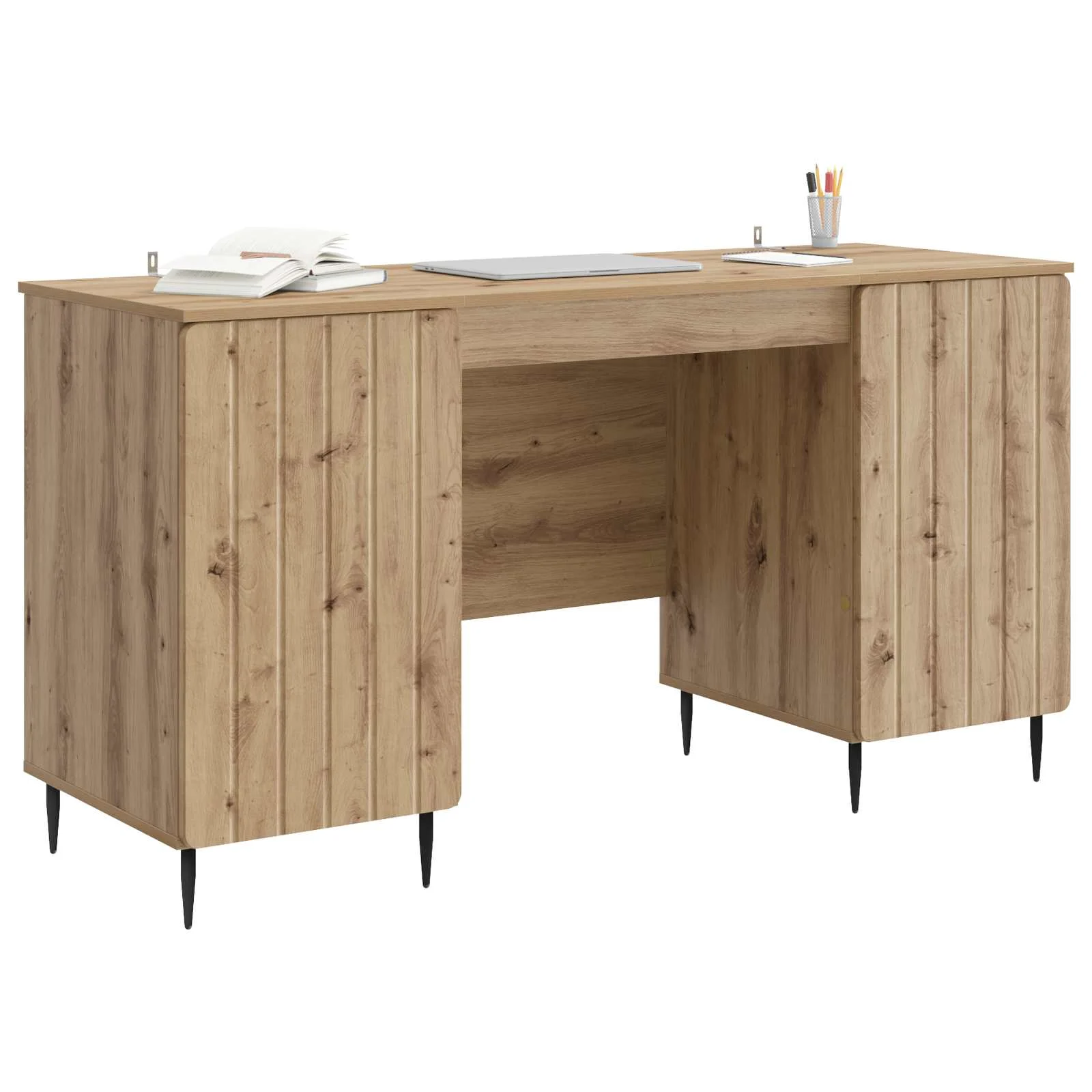 Bureau 142,5 x 50 x 75 cm chêne artisanal bois d'ingénierie – modèle 3 – vue de détail