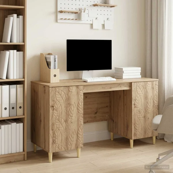 Bureau 142,5 x 50 x 75 cm chêne artisanal bois d'ingénierie – modèle 6 – vue d’ensemble