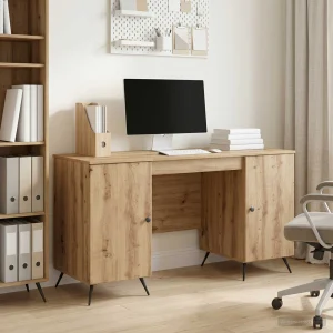 Bureau 142,5 x 50 x 75 cm chêne artisanal bois d'ingénierie – modèle 8 – vue d’ensemble
