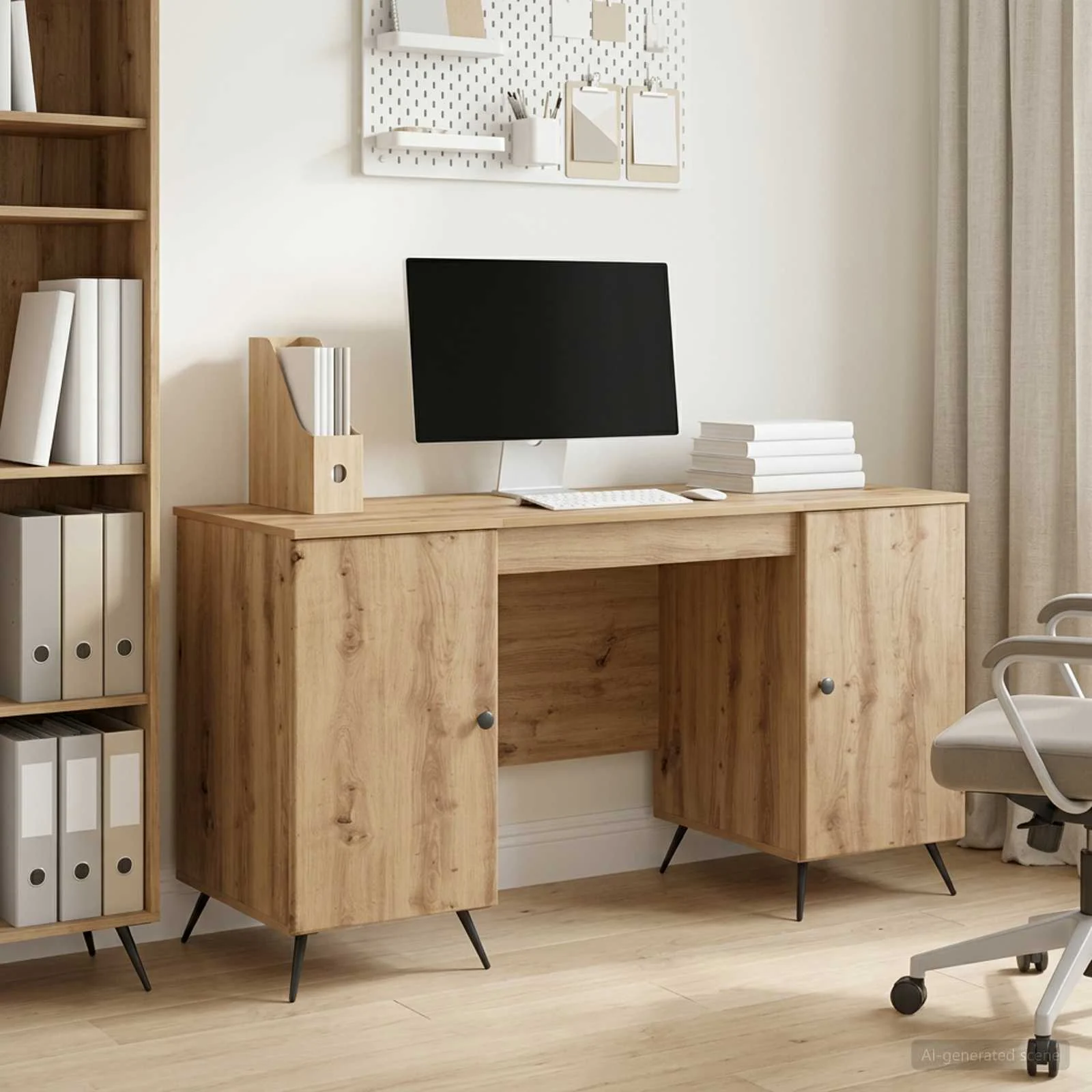 Bureau 142,5 x 50 x 75 cm chêne artisanal bois d'ingénierie – modèle 8 – vue d’ensemble