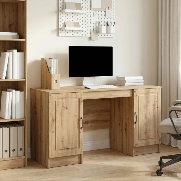 Bureau 142,5 x 50 x 75 cm chêne artisanal bois d'ingénierie – modèle 9 – vue d’ensemble