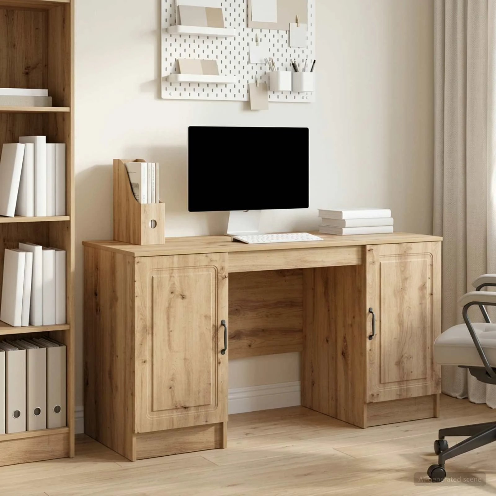 Bureau 142,5 x 50 x 75 cm chêne artisanal bois d'ingénierie – modèle 9 – vue d’ensemble