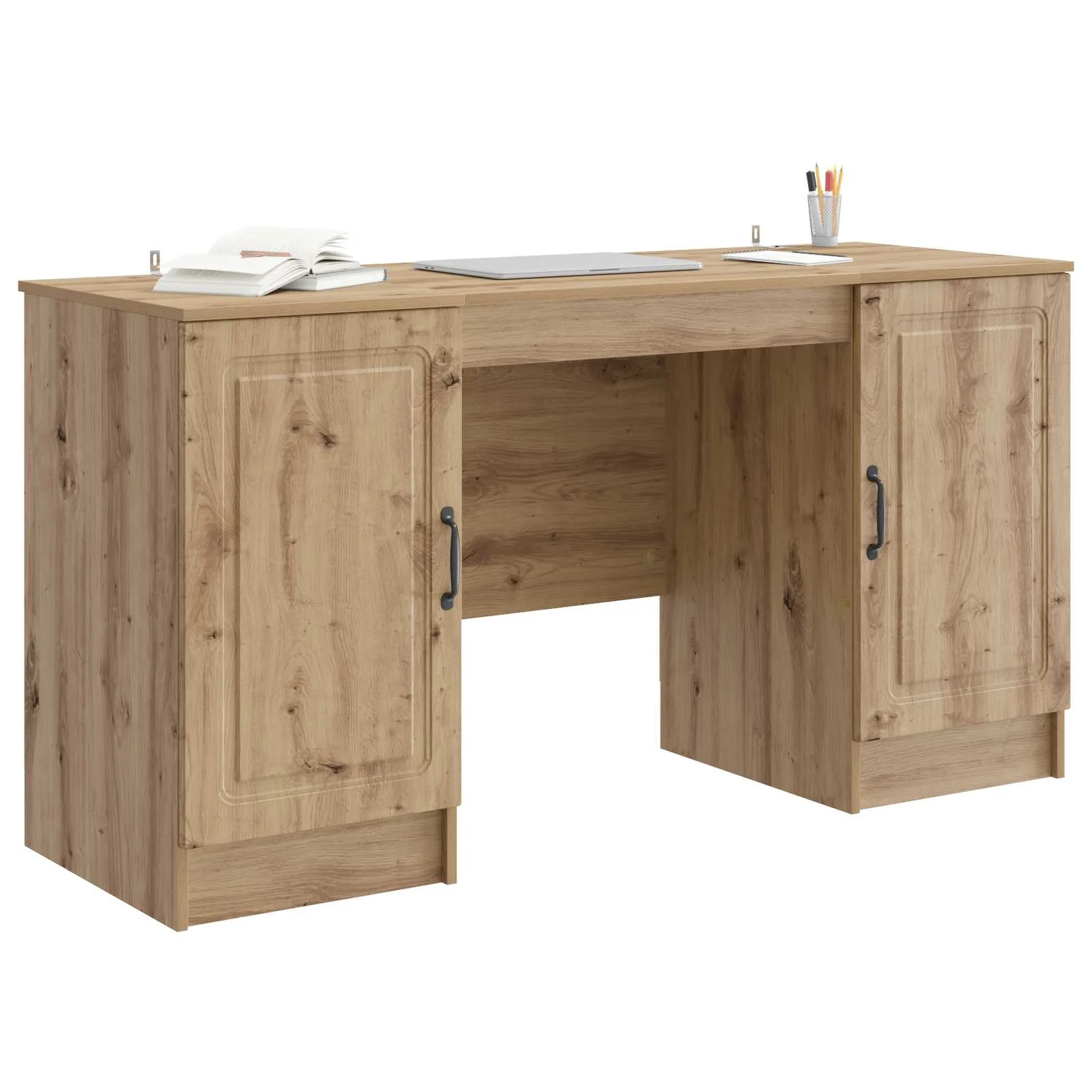 Bureau 142,5 x 50 x 75 cm chêne artisanal bois d'ingénierie – modèle 9 – vue de détail