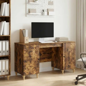 Bureau 142,5 x 50 x 75 cm chêne fumé bois d'ingénierie – modèle 2 – vue d’ensemble