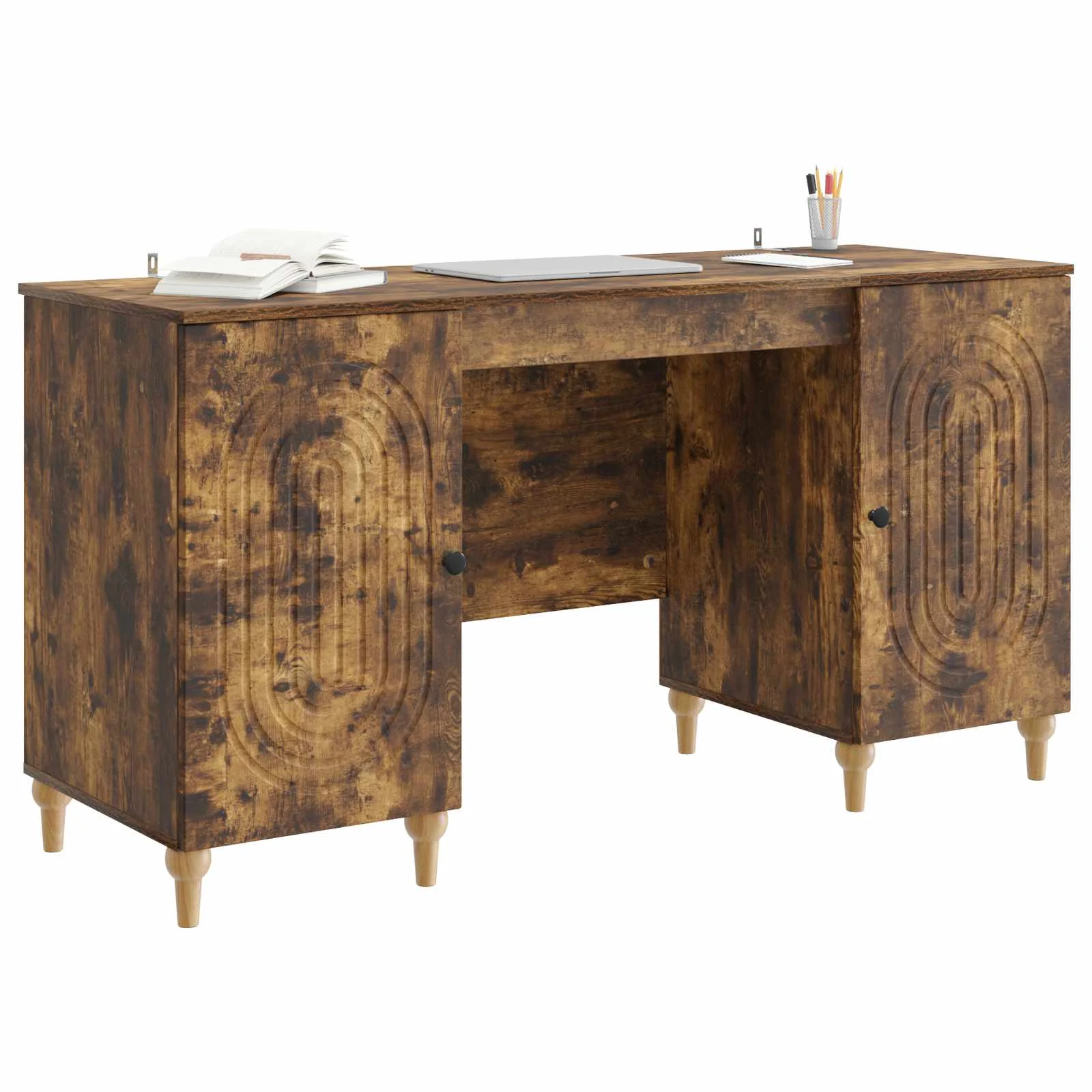 Bureau 142,5 x 50 x 75 cm chêne fumé bois d'ingénierie – modèle 2 – vue de détail
