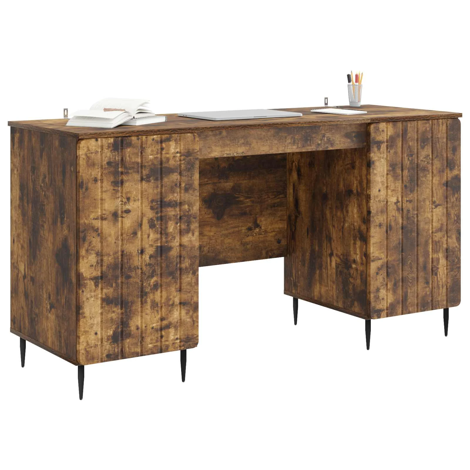 Bureau 142,5 x 50 x 75 cm chêne fumé bois d'ingénierie – modèle 3 – vue de détail