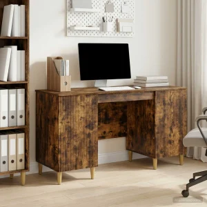 Bureau 142,5 x 50 x 75 cm chêne fumé bois d'ingénierie – modèle 4 – vue d’ensemble
