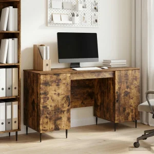 Bureau 142,5 x 50 x 75 cm chêne fumé bois d'ingénierie – modèle 5 – vue d’ensemble