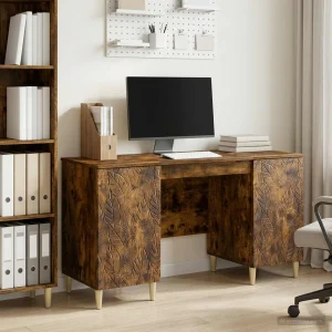 Bureau 142,5 x 50 x 75 cm chêne fumé bois d'ingénierie – modèle 6 – vue d’ensemble