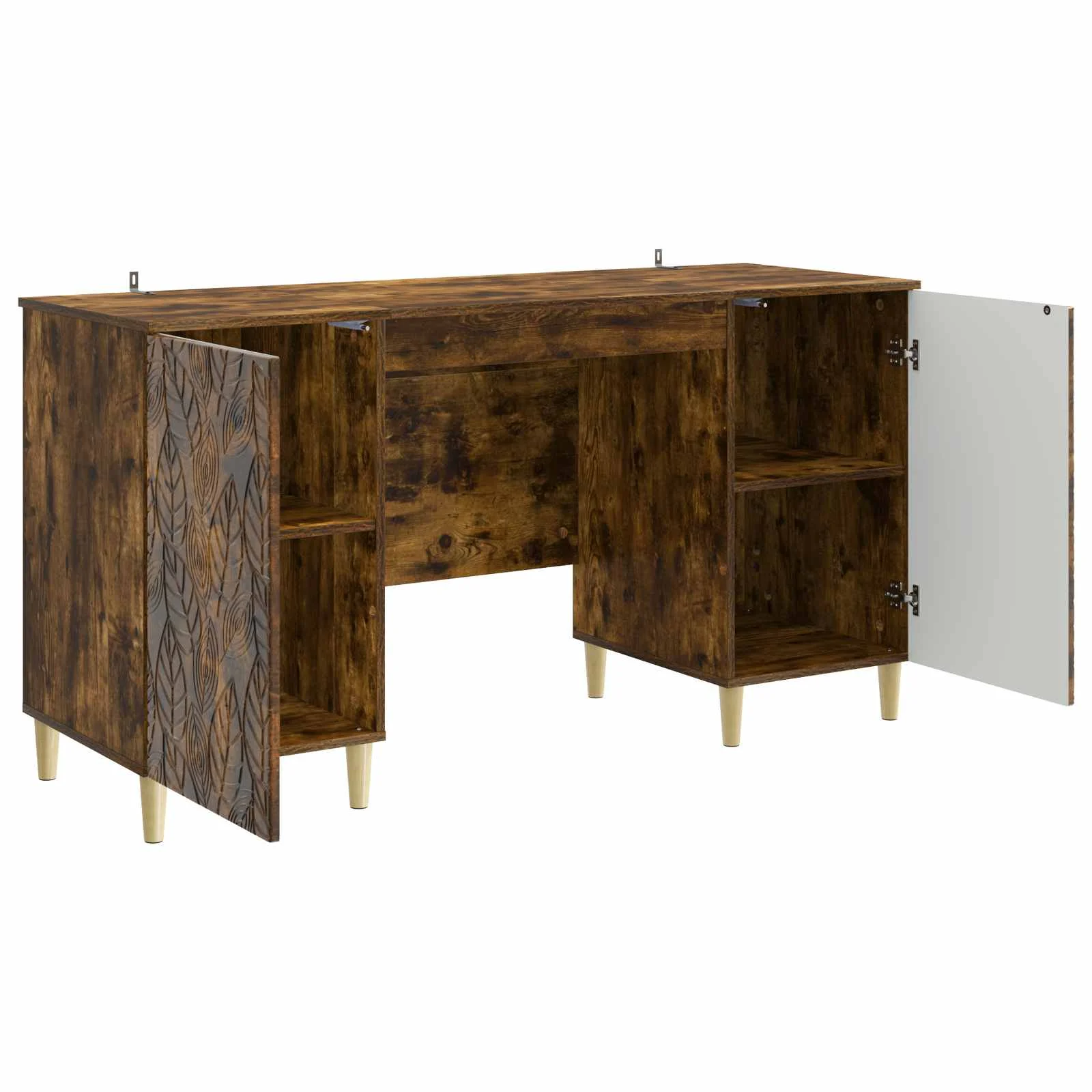 Bureau 142,5 x 50 x 75 cm chêne fumé bois d'ingénierie – modèle 6 – vue de détail