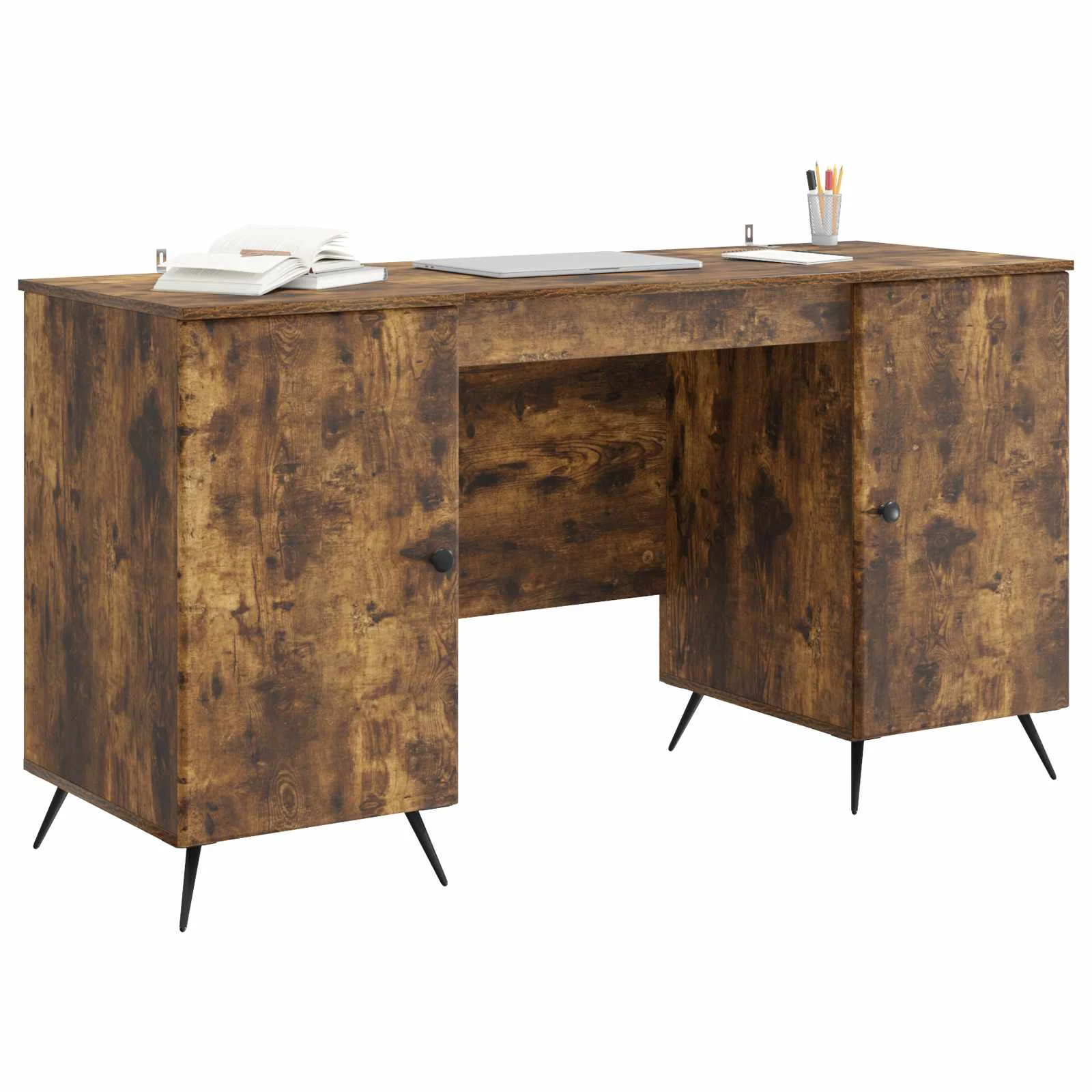 Bureau 142,5 x 50 x 75 cm chêne fumé bois d'ingénierie – modèle 8 – vue de détail